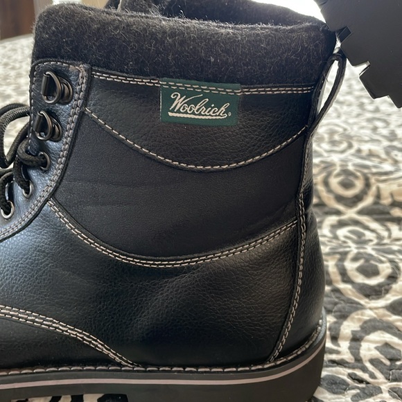 Men’s Size 13 Woolrich Black Mid-calf Leather Boots w/White Topstitching - Picture 2 of 12